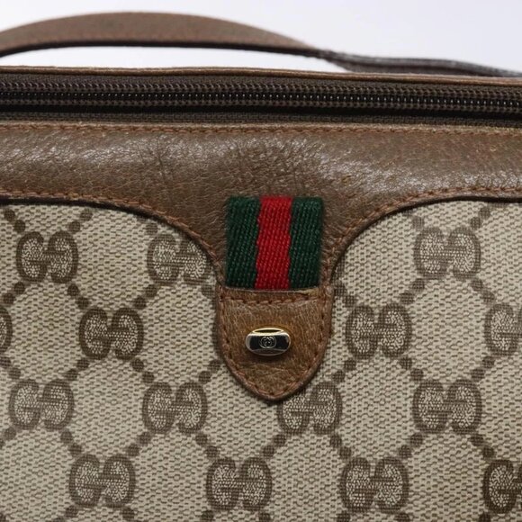 GUCCI GG Supreme Web Sherry Line Bag PVC Beige Gold 904 02 069 Auth BA3963 - Picture 13 of 16